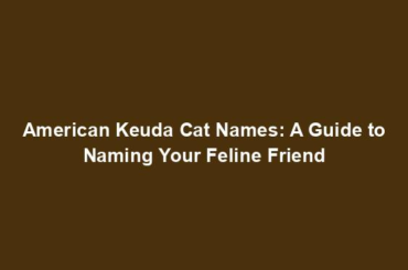 American Keuda Cat Names: A Guide to Naming Your Feline Friend