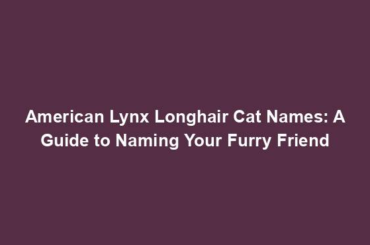 American Lynx Longhair Cat Names: A Guide to Naming Your Furry Friend