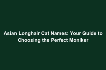 Asian Longhair Cat Names: Your Guide to Choosing the Perfect Moniker