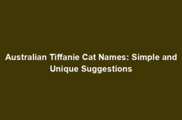 Australian Tiffanie Cat Names: Simple and Unique Suggestions