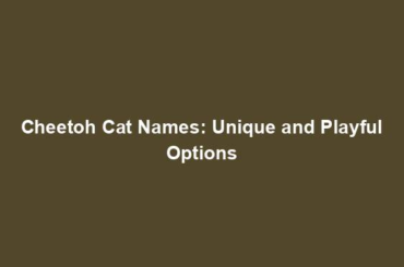 Cheetoh Cat Names: Unique and Playful Options