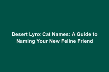 Desert Lynx Cat Names: A Guide to Naming Your New Feline Friend