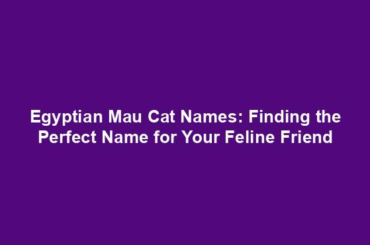 Egyptian Mau Cat Names: Finding the Perfect Name for Your Feline Friend