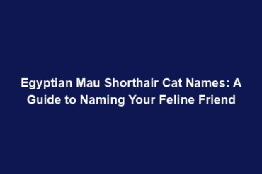 Egyptian Mau Shorthair Cat Names: A Guide to Naming Your Feline Friend