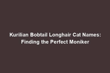 Kurilian Bobtail Longhair Cat Names: Finding the Perfect Moniker