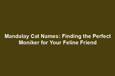 Mandalay Cat Names: Finding the Perfect Moniker for Your Feline Friend