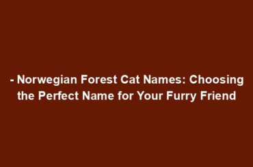 - Norwegian Forest Cat Names: Choosing the Perfect Name for Your Furry Friend