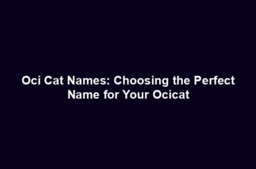 Oci Cat Names: Choosing the Perfect Name for Your Ocicat