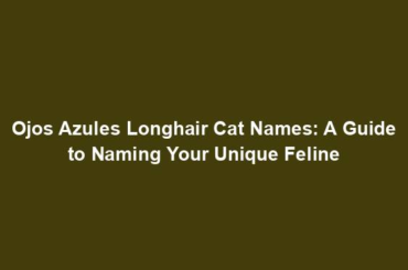 Ojos Azules Longhair Cat Names: A Guide to Naming Your Unique Feline