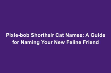 Pixie-bob Shorthair Cat Names: A Guide for Naming Your New Feline Friend