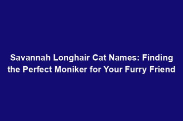 Savannah Longhair Cat Names: Finding the Perfect Moniker for Your Furry Friend