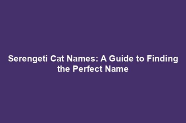 Serengeti Cat Names: A Guide to Finding the Perfect Name