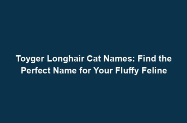 Toyger Longhair Cat Names: Find the Perfect Name for Your Fluffy Feline