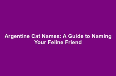 Argentine Cat Names: A Guide to Naming Your Feline Friend