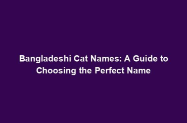 Bangladeshi Cat Names: A Guide to Choosing the Perfect Name