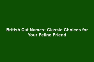 British Cat Names: Classic Choices for Your Feline Friend