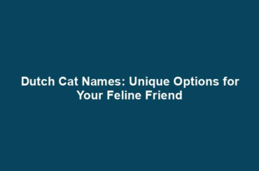 Dutch Cat Names: Unique Options for Your Feline Friend