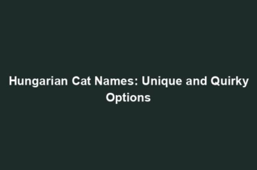 Hungarian Cat Names: Unique and Quirky Options