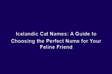 Icelandic Cat Names: A Guide to Choosing the Perfect Name for Your Feline Friend