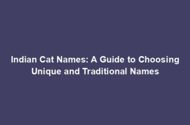 Indian Cat Names: A Guide to Choosing Unique and Traditional Names