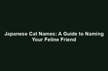 Japanese Cat Names: A Guide to Naming Your Feline Friend