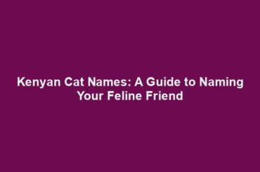 Kenyan Cat Names: A Guide to Naming Your Feline Friend