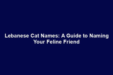 Lebanese Cat Names: A Guide to Naming Your Feline Friend