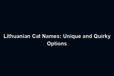 Lithuanian Cat Names: Unique and Quirky Options