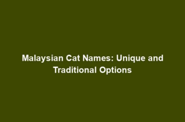 Malaysian Cat Names: Unique and Traditional Options