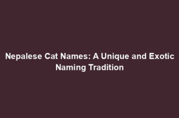 Nepalese Cat Names: A Unique and Exotic Naming Tradition