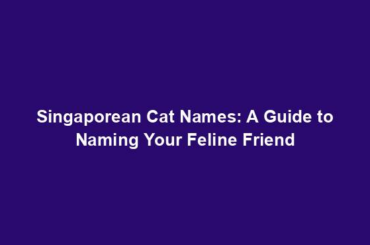 Singaporean Cat Names: A Guide to Naming Your Feline Friend