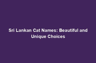 Sri Lankan Cat Names: Beautiful and Unique Choices