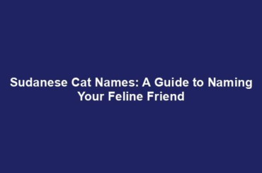 Sudanese Cat Names: A Guide to Naming Your Feline Friend