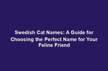 Swedish Cat Names: A Guide for Choosing the Perfect Name for Your Feline Friend