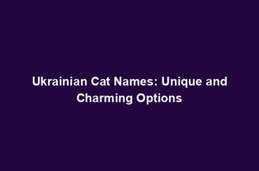 Ukrainian Cat Names: Unique and Charming Options